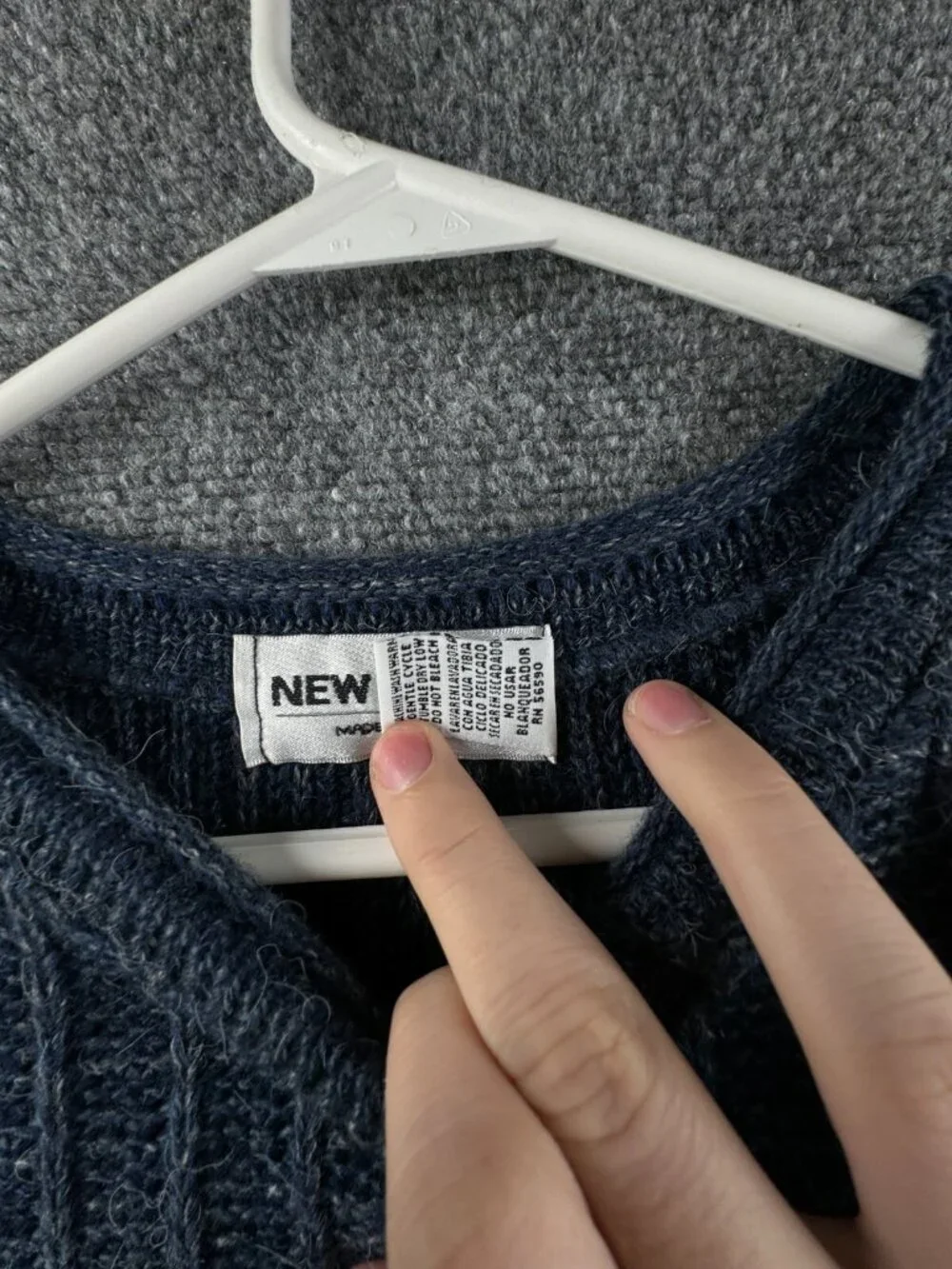 VTG New Era USA Made Knit Sweater XL Blue Pullover Crew Neck Acrylic Adult Rare